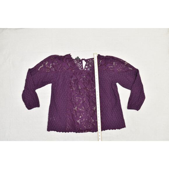 Torrid Women's Plus Size 00 Purple Lace Crochet Long Sleeve Blouse Top - Picture 5 of 8